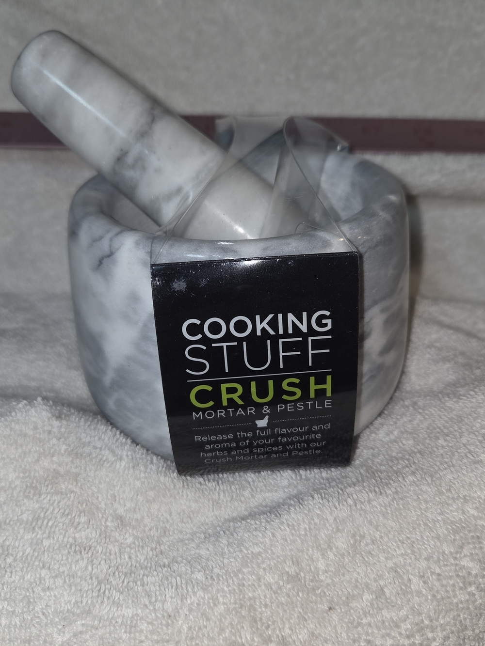 COOKING STUFF Crush Marble Mortar & Pestle - White/Gray